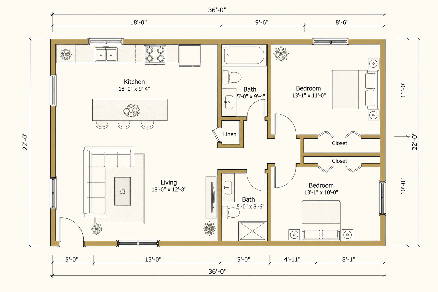 Top-down apartment floor plan